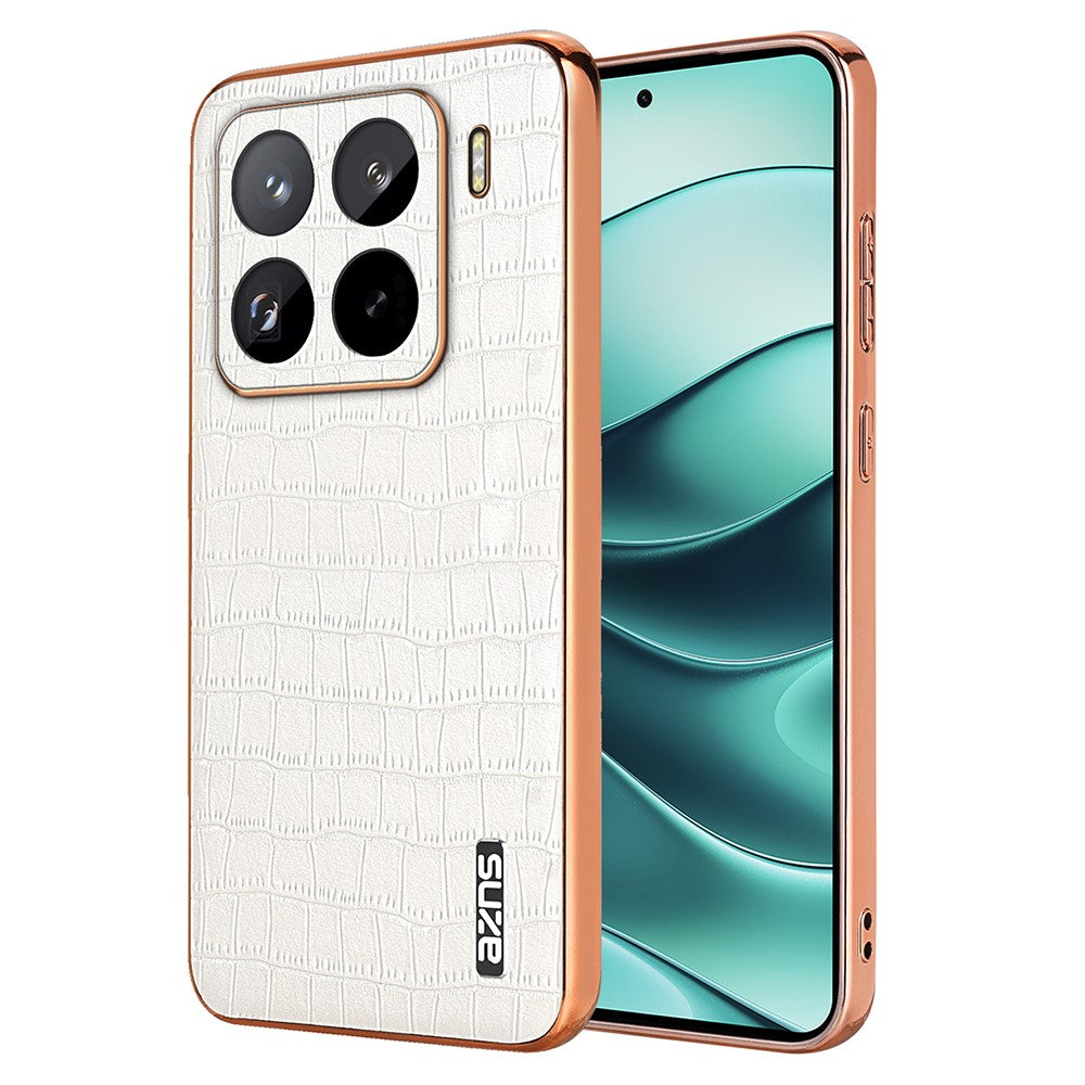 AZNS For Xiaomi 15 Pro Case Electroplating Crocodile Texture PU+TPU Phone Cover