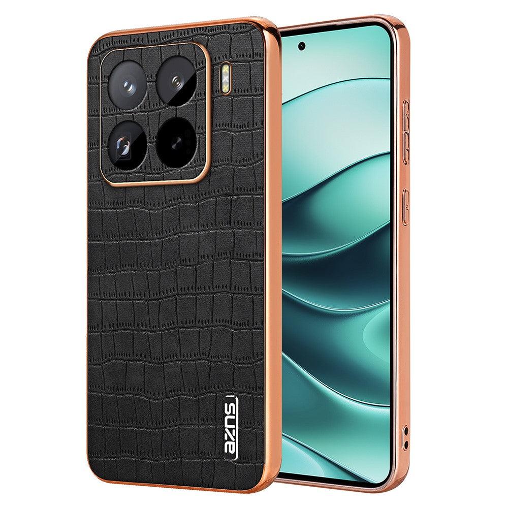AZNS For Xiaomi 15 Pro Case Electroplating Crocodile Texture PU+TPU Phone Cover