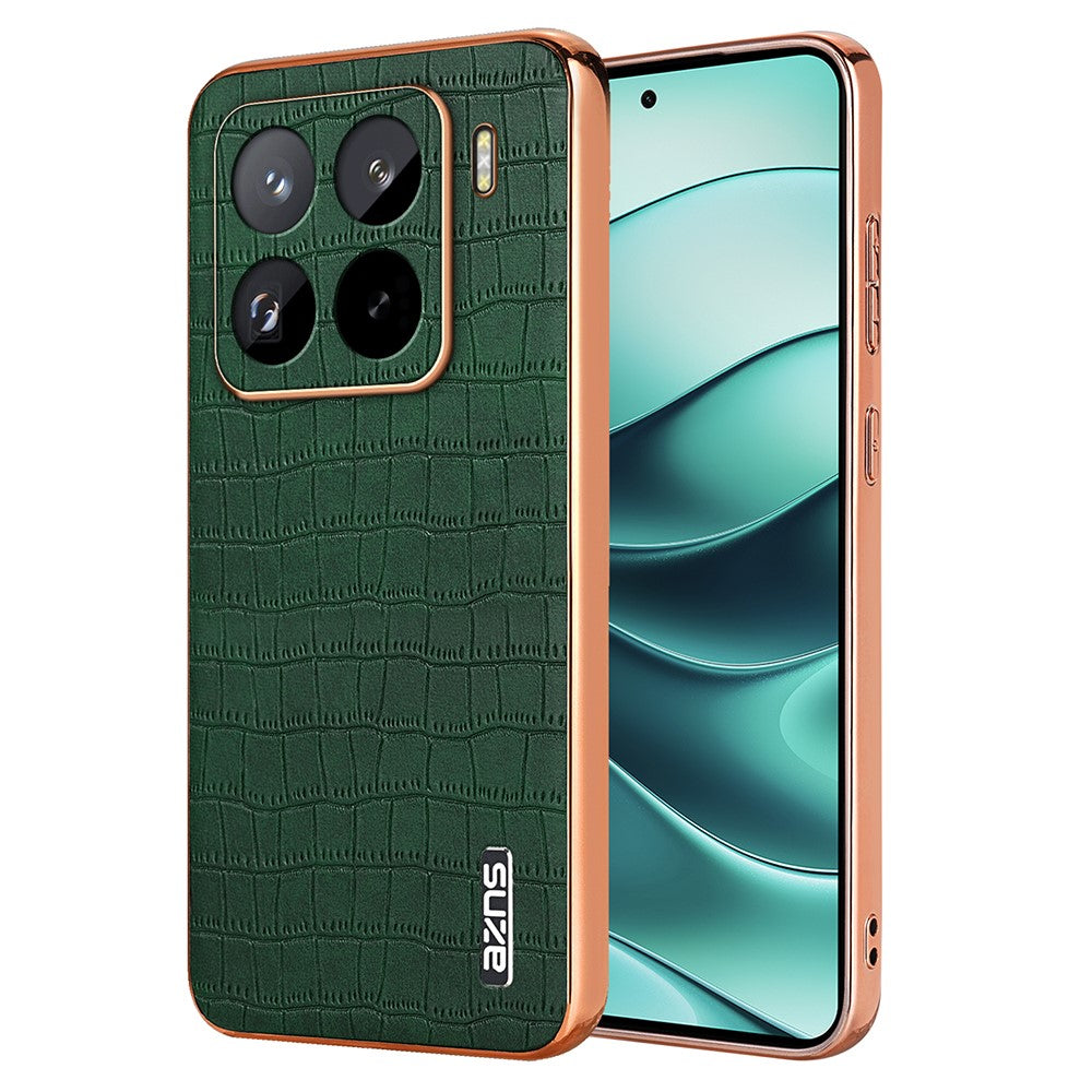 AZNS For Xiaomi 15 Pro Case Electroplating Crocodile Texture PU+TPU Phone Cover