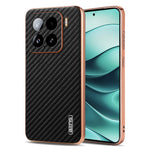 AZNS For Xiaomi 15 Case Electroplating Carbon Fiber Texture PU+TPU Phone Cover