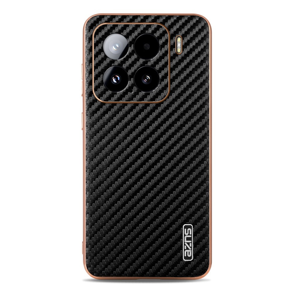 AZNS For Xiaomi 15 Case Electroplating Carbon Fiber Texture PU+TPU Phone Cover
