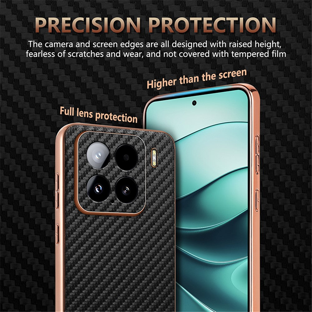 AZNS For Xiaomi 15 Case Electroplating Carbon Fiber Texture PU+TPU Phone Cover