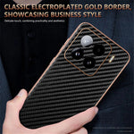 AZNS For Xiaomi 15 Case Electroplating Carbon Fiber Texture PU+TPU Phone Cover
