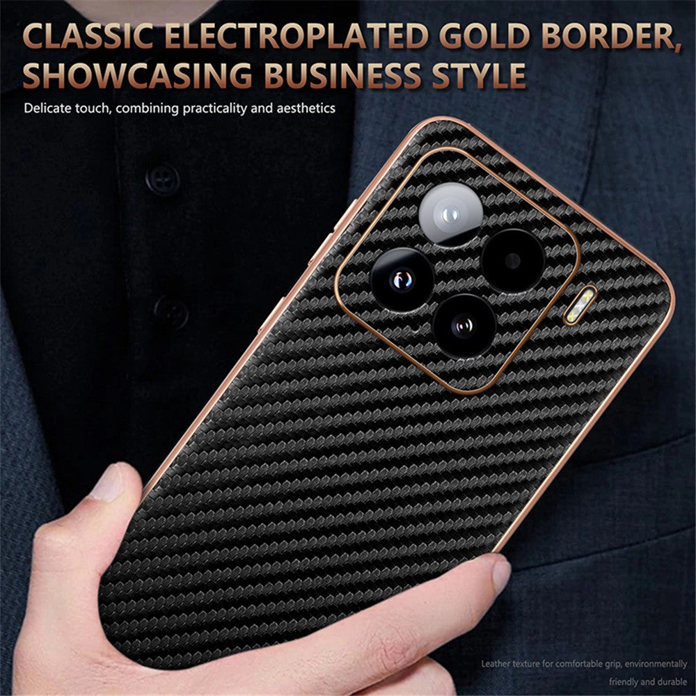AZNS For Xiaomi 15 Case Electroplating Carbon Fiber Texture PU+TPU Phone Cover