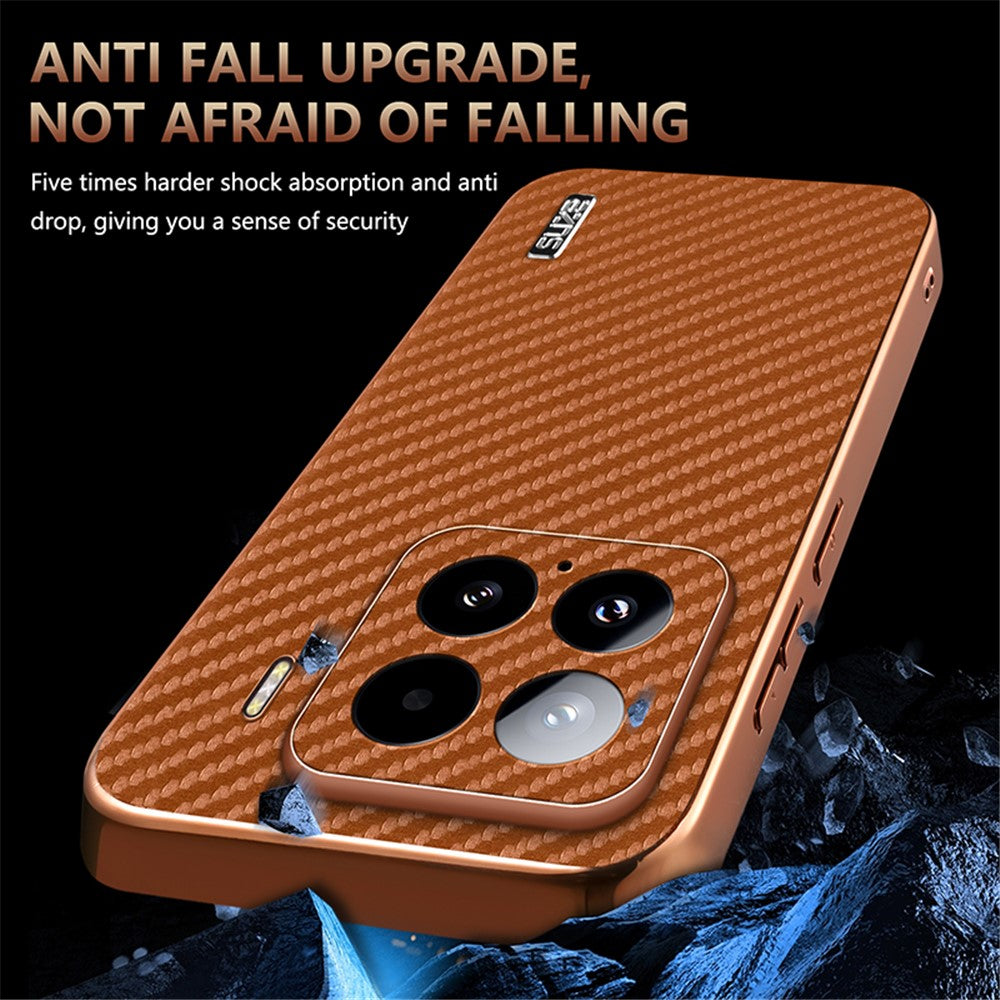 AZNS For Xiaomi 15 Case Electroplating Carbon Fiber Texture PU+TPU Phone Cover