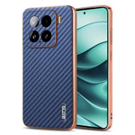 AZNS For Xiaomi 15 Case Electroplating Carbon Fiber Texture PU+TPU Phone Cover