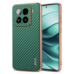 AZNS For Xiaomi 15 Case Electroplating Carbon Fiber Texture PU+TPU Phone Cover