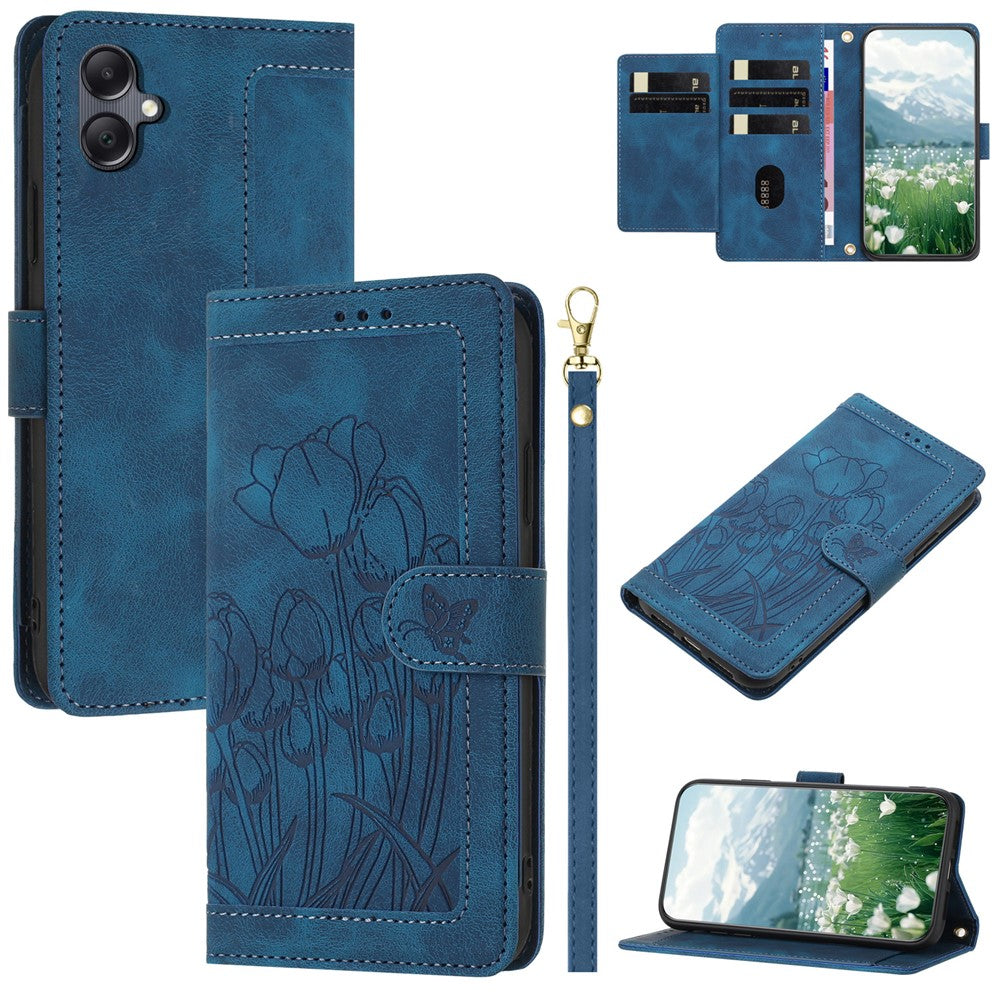 Samsung Galaxy A05 4G-etui, Tulip-lædercover med 5 kortlommer og pung