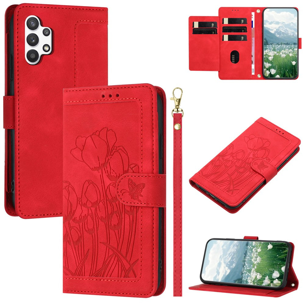 For Samsung Galaxy A13 4G / 5G Case Tulip Leather Phone Cover with 5 Card Slots Wallet