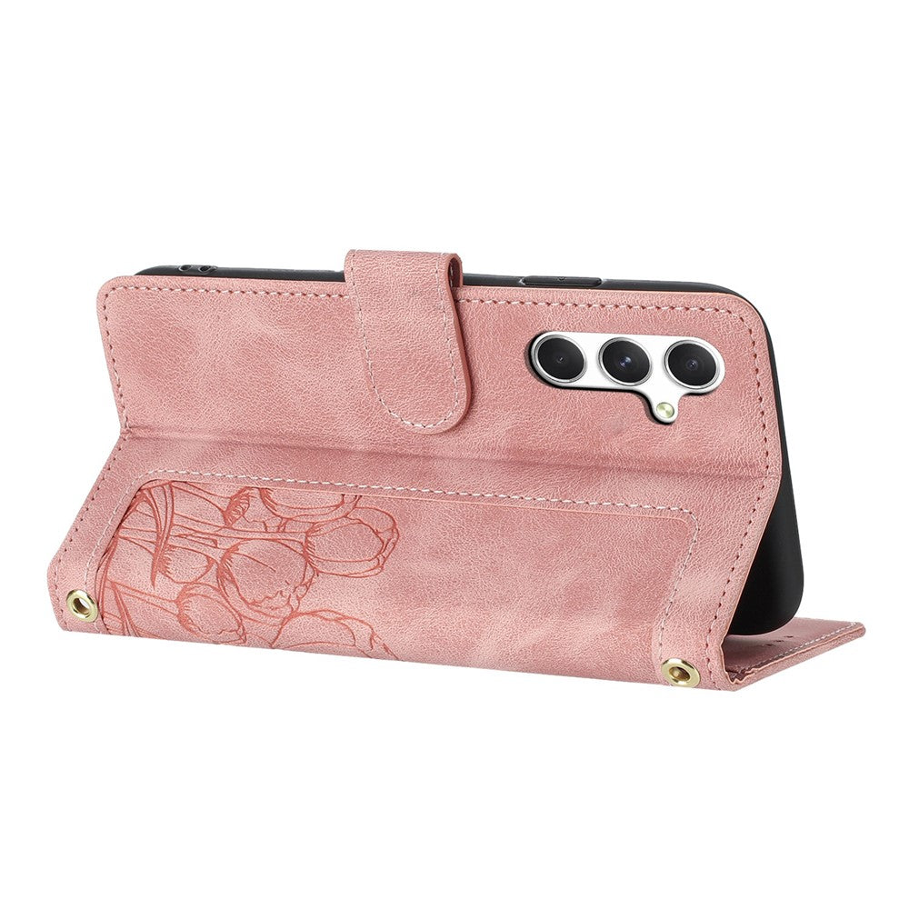Til Samsung Galaxy A15 4G Cover Tulip Læder Telefoncover med 5 Kortpladser Pung