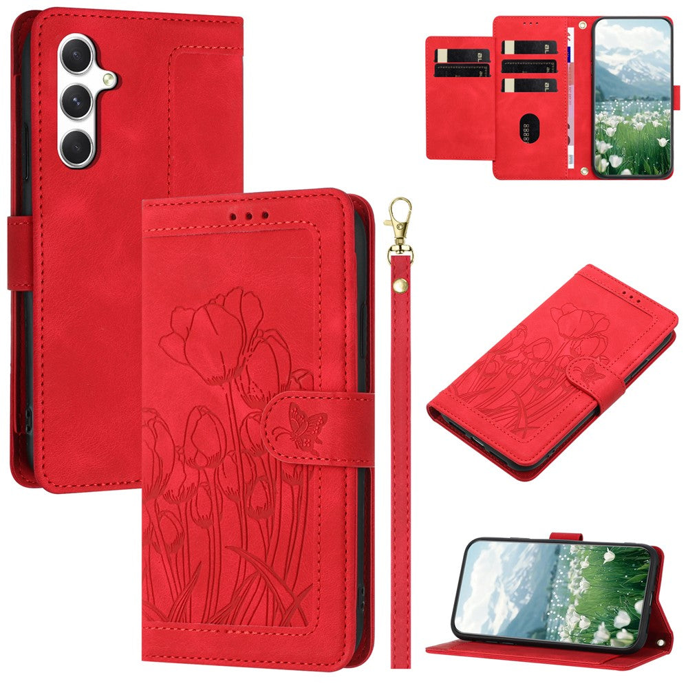 Til Samsung Galaxy A15 4G Cover Tulip Læder Telefoncover med 5 Kortpladser Pung