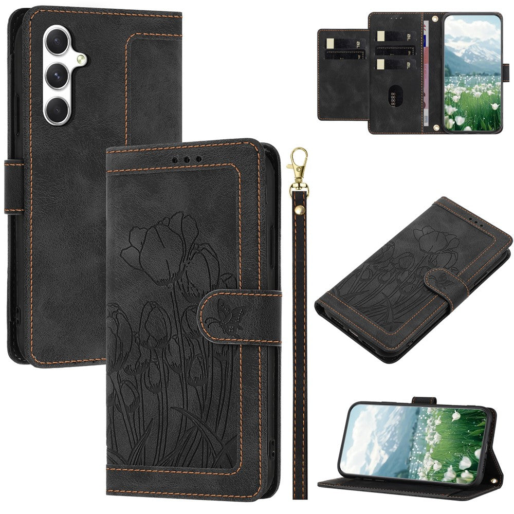 Til Samsung Galaxy A15 4G Cover Tulip Læder Telefoncover med 5 Kortpladser Pung