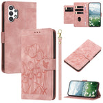 For Samsung Galaxy A32 5G / M32 5G Case Tulip Leather Phone Cover with 5 Card Slots Wallet
