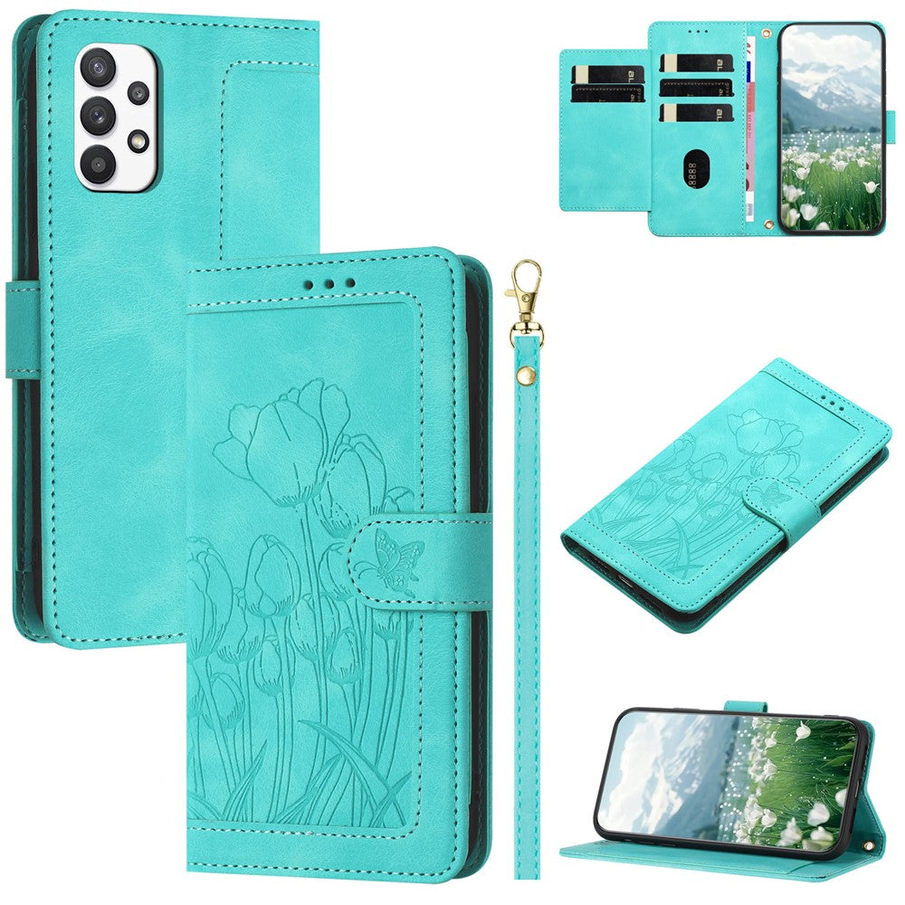 Samsung Galaxy A33 5G-cover, Tulip-lædermobilcover med 5 kortlommer, tegnebog