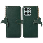 For Motorola Moto G75 5G Case RFID Blocking Genuine Cow Leather Phone Cover Litchi Texture