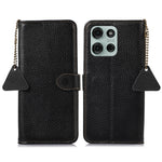 For Motorola Moto G75 5G Case RFID Blocking Genuine Cow Leather Phone Cover Litchi Texture