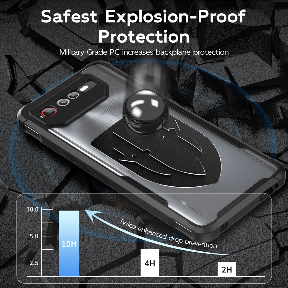 For Asus ROG Phone 7 5G / Phone 6 5G Shield Heat Dissipation Phone Case Liquid Silicone+PC Back Cover