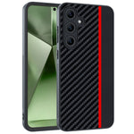 For Samsung Galaxy S25 Case Leather+PC Hard Phone Cover Carbon Fiber Texture
