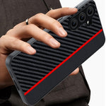 For Samsung Galaxy S25 Case Leather+PC Hard Phone Cover Carbon Fiber Texture