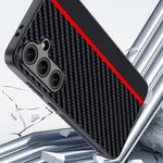 For Samsung Galaxy S25 Case Leather+PC Hard Phone Cover Carbon Fiber Texture