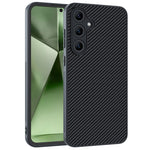 For Samsung Galaxy S25 Case Leather+PC Hard Phone Cover Carbon Fiber Texture