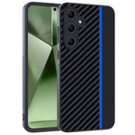 For Samsung Galaxy S25 Case Leather+PC Hard Phone Cover Carbon Fiber Texture