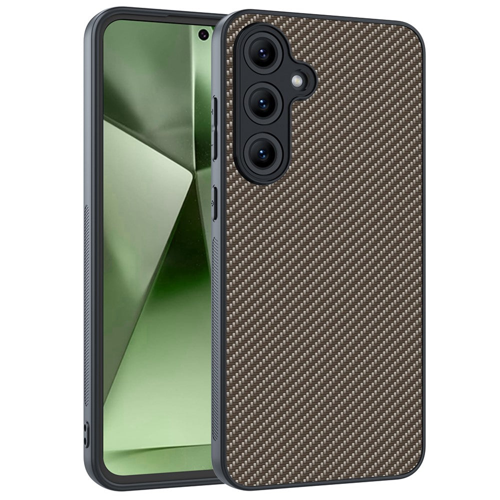 For Samsung Galaxy S25 Case Leather+PC Hard Phone Cover Carbon Fiber Texture