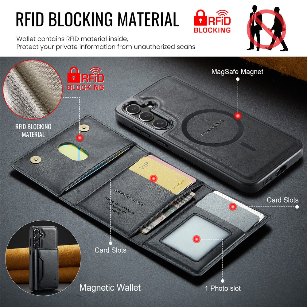 MAGGING K2-serien för Samsung Galaxy S24+ magnetiskt skal PC+TPU+PU mobilskal
