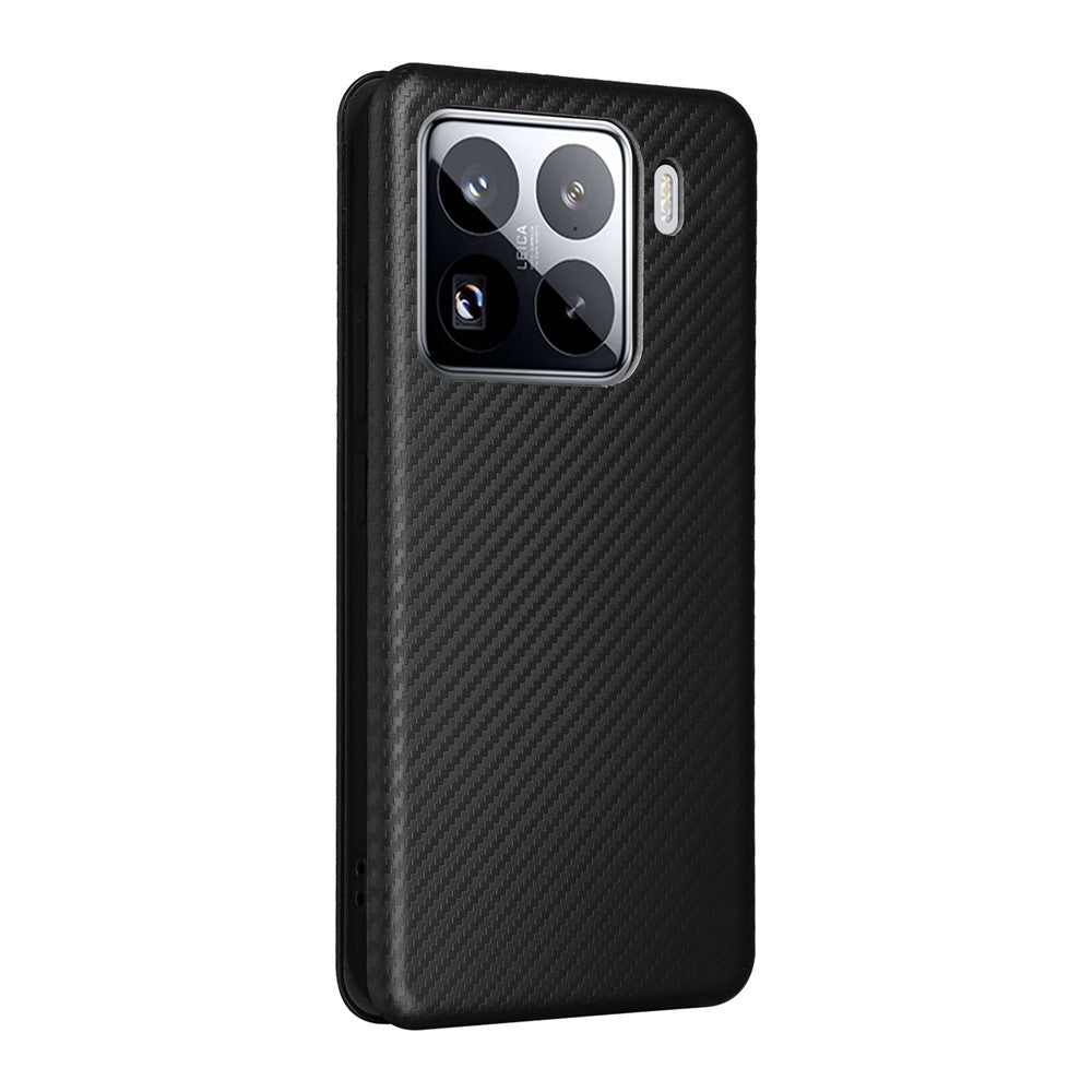 For Xiaomi 15 Case Carbon Fiber Texture Drop-Proof PU Leather Phone Cover