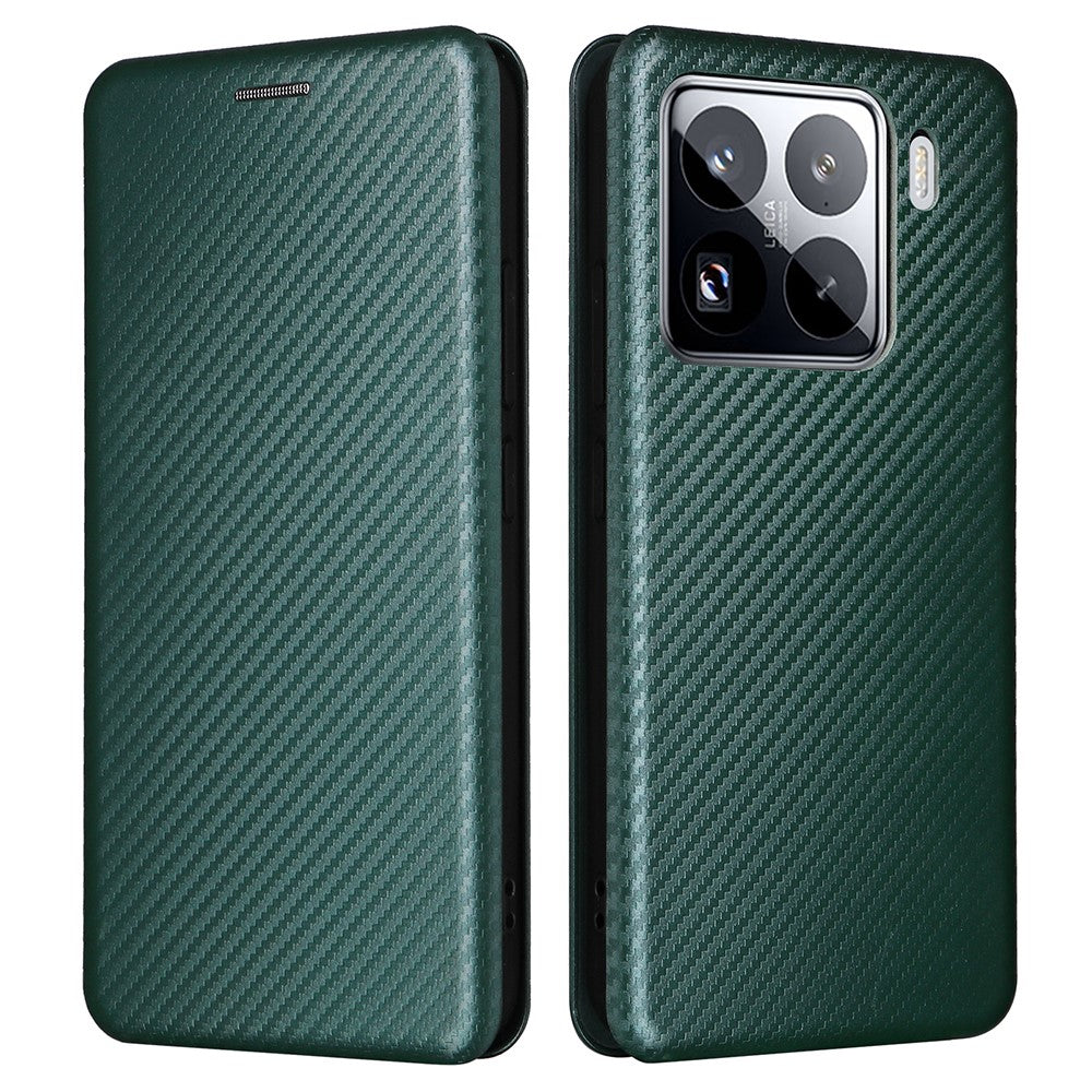 For Xiaomi 15 Case Carbon Fiber Texture Drop-Proof PU Leather Phone Cover