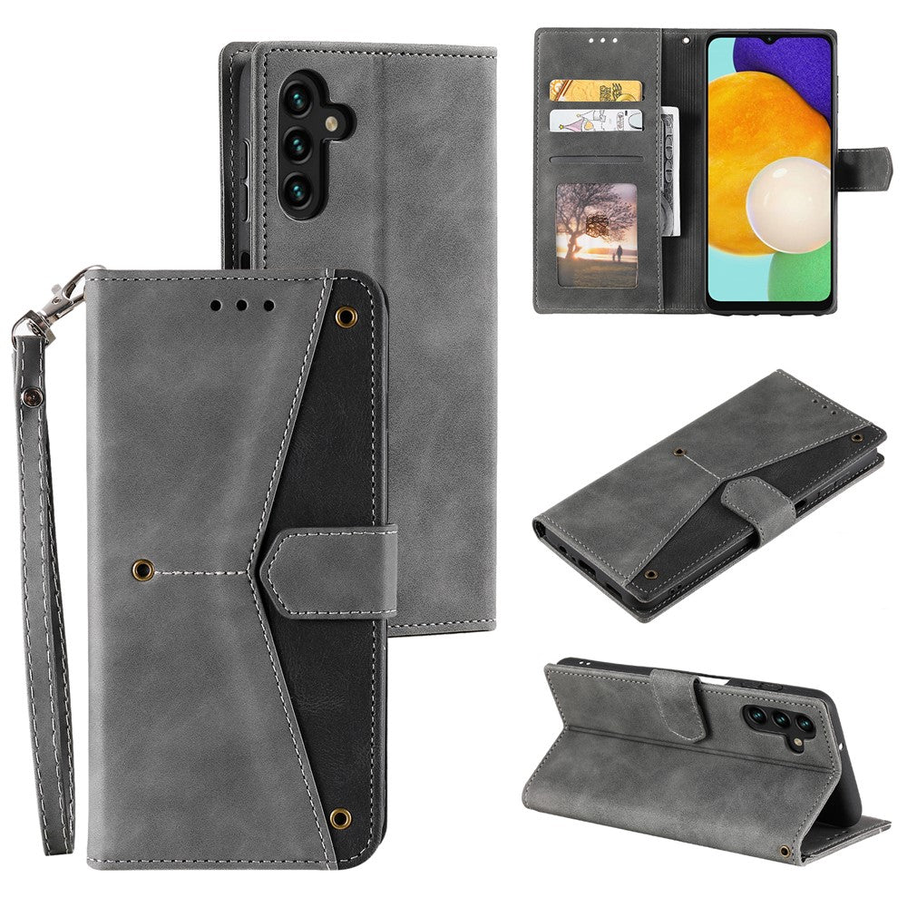 For Samsung Galaxy A36 5G Leather Case Splicing Stitching Wallet Stand Phone Cover with Strap