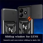 For Xiaomi Redmi Note 14 5G Case with Slide Camera Lid PC+TPU Kickstand Phone Cover