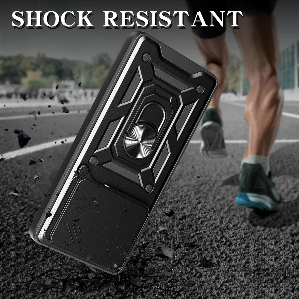 For Xiaomi Redmi Note 14 5G Case with Slide Camera Lid PC+TPU Kickstand Phone Cover