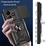 For Xiaomi Redmi Note 14 5G Case with Slide Camera Lid PC+TPU Kickstand Phone Cover