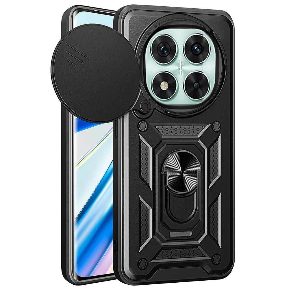 For Xiaomi Redmi Note 14 Pro 5G / Poco X7 5G Case with Slide Camera Lid PC+TPU Kickstand Phone Cover