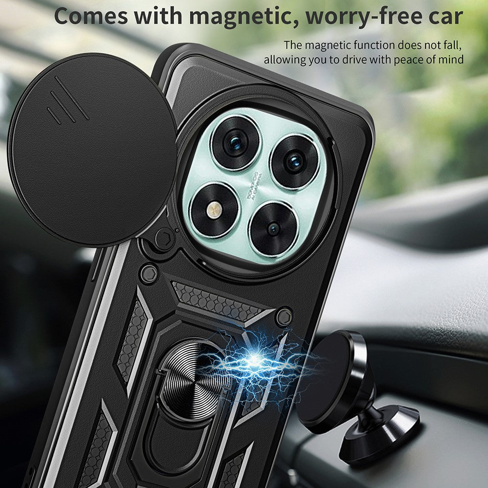 For Xiaomi Redmi Note 14 Pro 5G / Poco X7 5G Case with Slide Camera Lid PC+TPU Kickstand Phone Cover