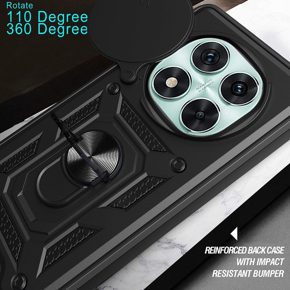 For Xiaomi Redmi Note 14 Pro 5G / Poco X7 5G Case with Slide Camera Lid PC+TPU Kickstand Phone Cover