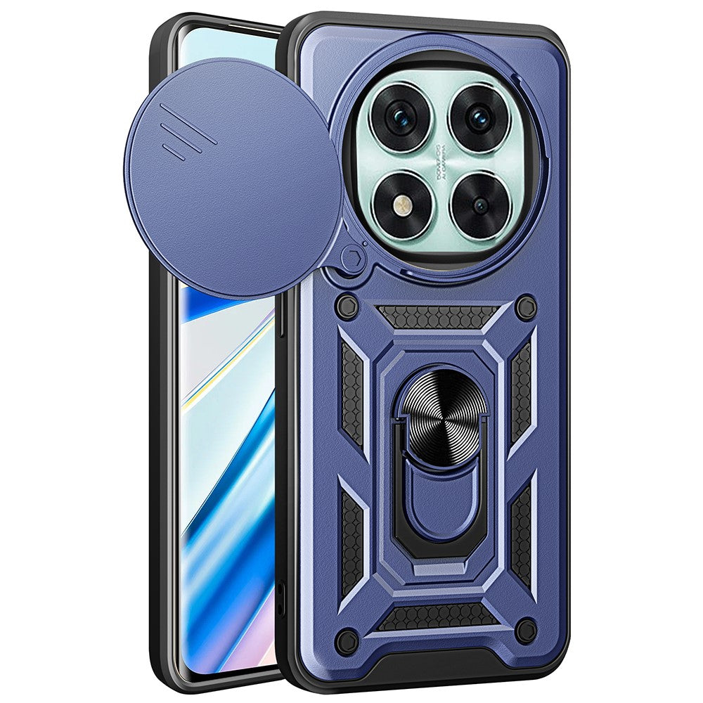 For Xiaomi Redmi Note 14 Pro 5G / Poco X7 5G Case with Slide Camera Lid PC+TPU Kickstand Phone Cover
