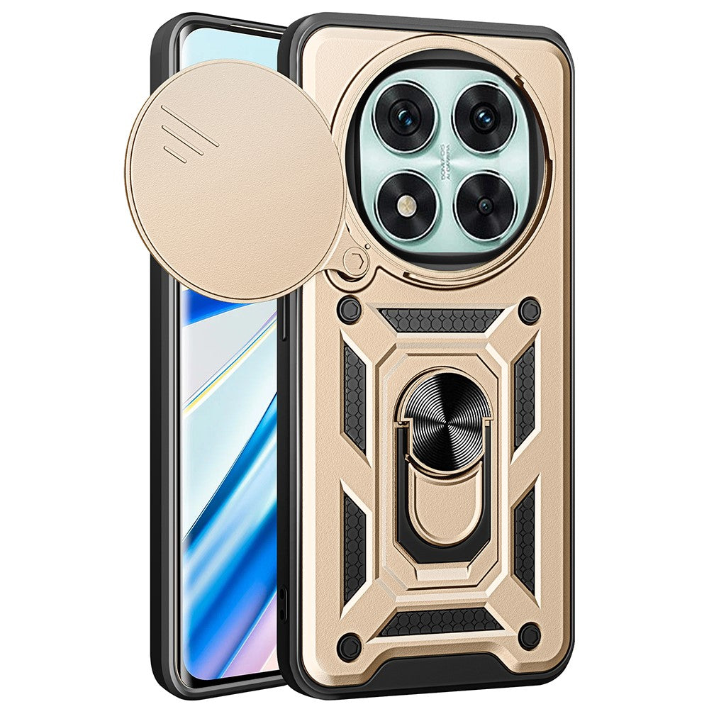 For Xiaomi Redmi Note 14 Pro 5G / Poco X7 5G Case with Slide Camera Lid PC+TPU Kickstand Phone Cover