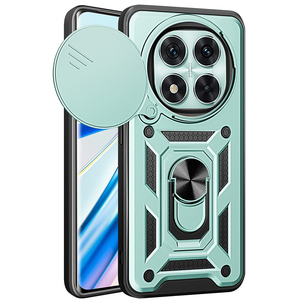 For Xiaomi Redmi Note 14 Pro 5G / Poco X7 5G Case with Slide Camera Lid PC+TPU Kickstand Phone Cover