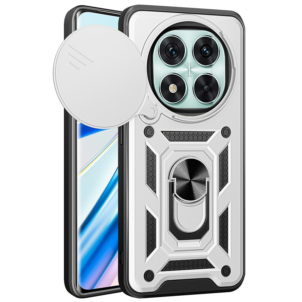 For Xiaomi Redmi Note 14 Pro 5G / Poco X7 5G Case with Slide Camera Lid PC+TPU Kickstand Phone Cover