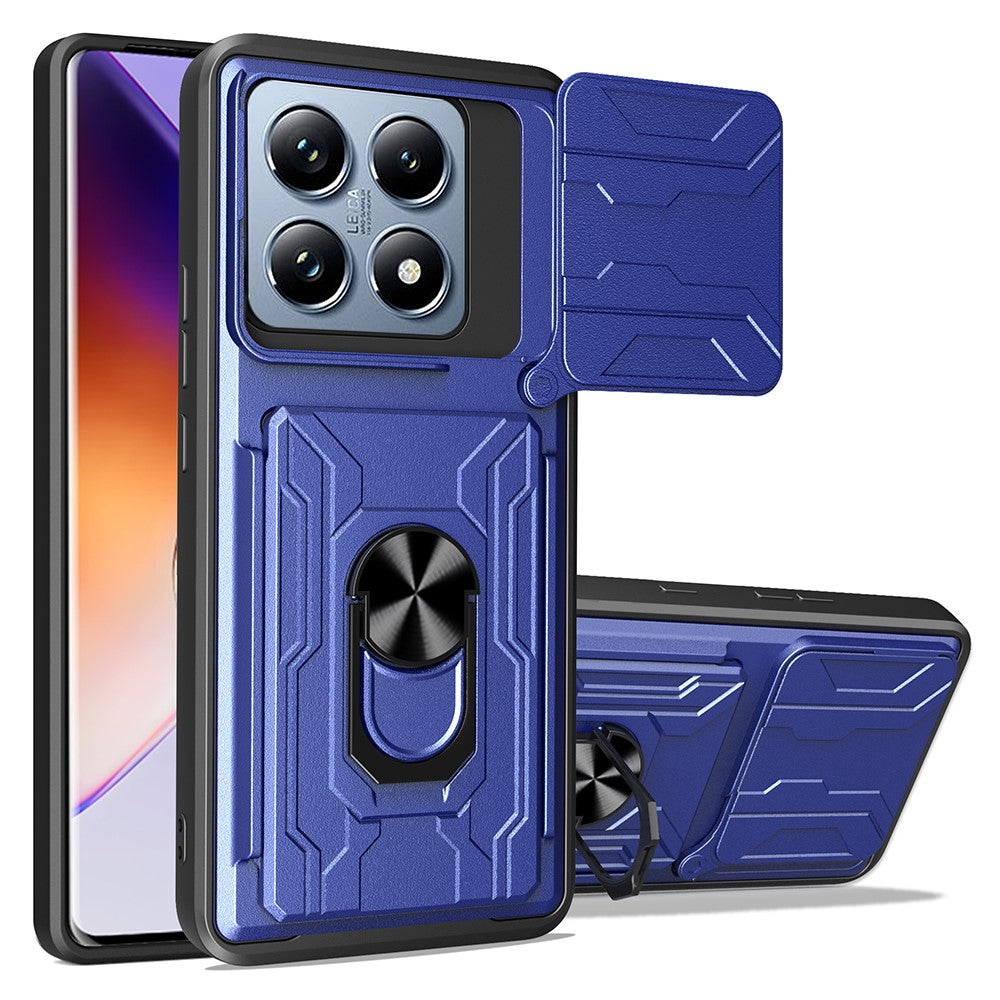For Xiaomi 14T Pro Case PC+TPU Kickstand Phone Back Cover with Camera Slider