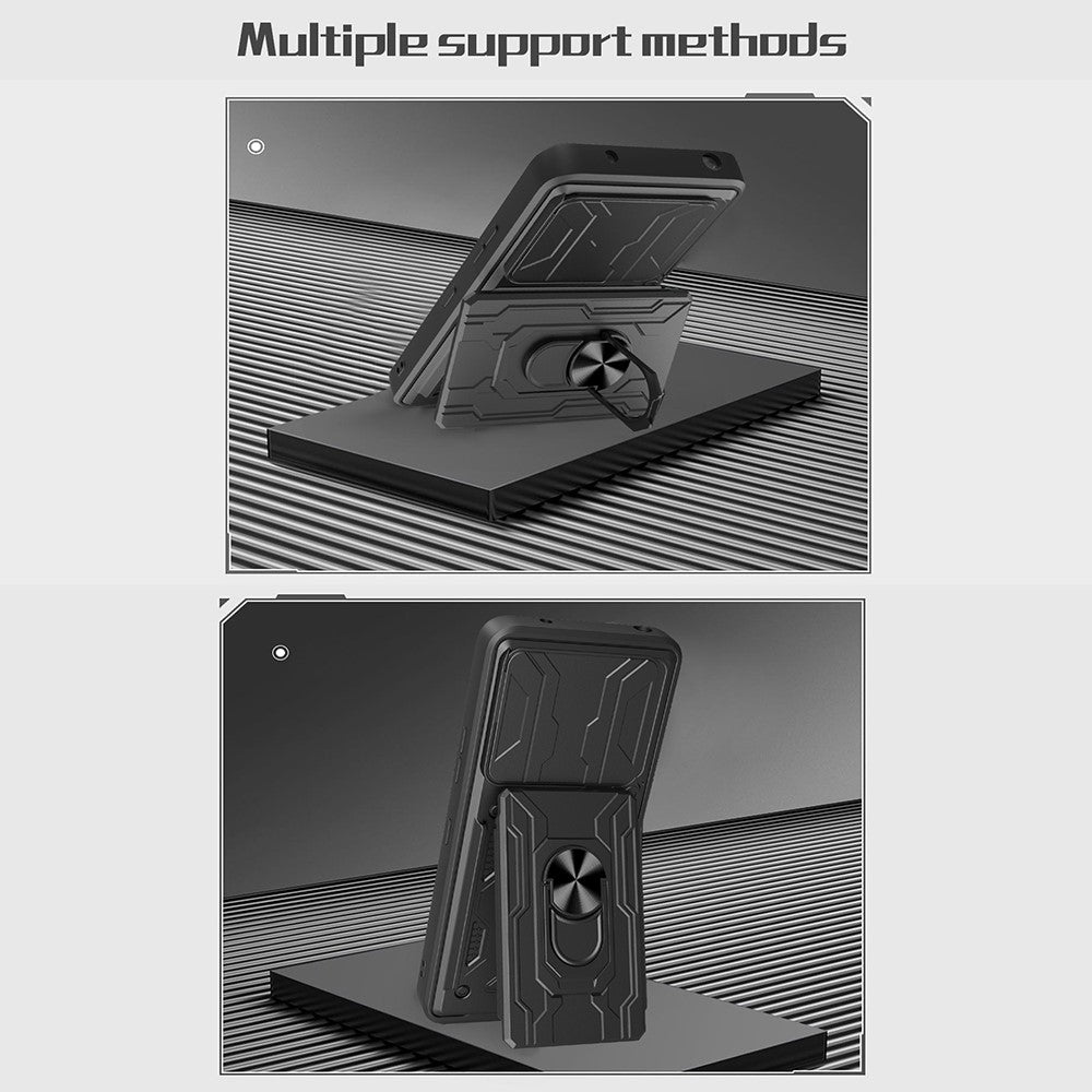 For Xiaomi Redmi Note 14 5G Case PC+TPU Kickstand Phone Back Cover with Camera Slider
