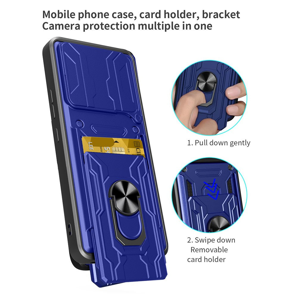 For Xiaomi Redmi Note 14 5G Case PC+TPU Kickstand Phone Back Cover with Camera Slider