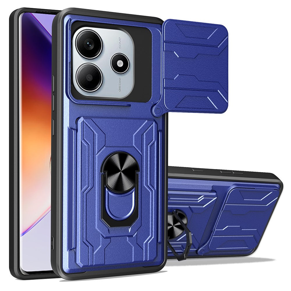 For Xiaomi Redmi Note 14 5G Case PC+TPU Kickstand Phone Back Cover with Camera Slider