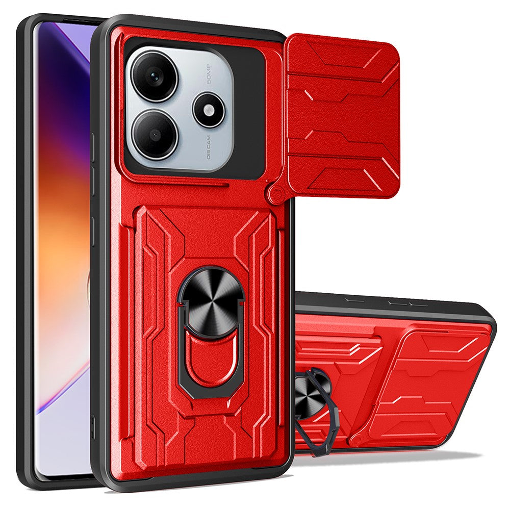 For Xiaomi Redmi Note 14 5G Case PC+TPU Kickstand Phone Back Cover with Camera Slider