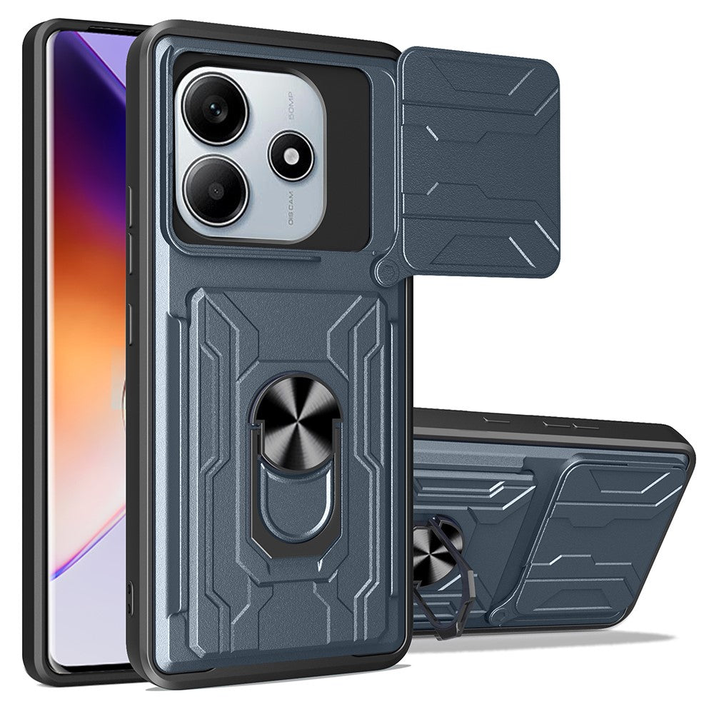 For Xiaomi Redmi Note 14 5G Case PC+TPU Kickstand Phone Back Cover with Camera Slider