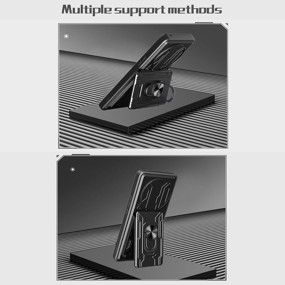 For Xiaomi Redmi Note 14 Pro 5G / Poco X7 5G Case PC+TPU Kickstand Phone Back Cover with Camera Slider