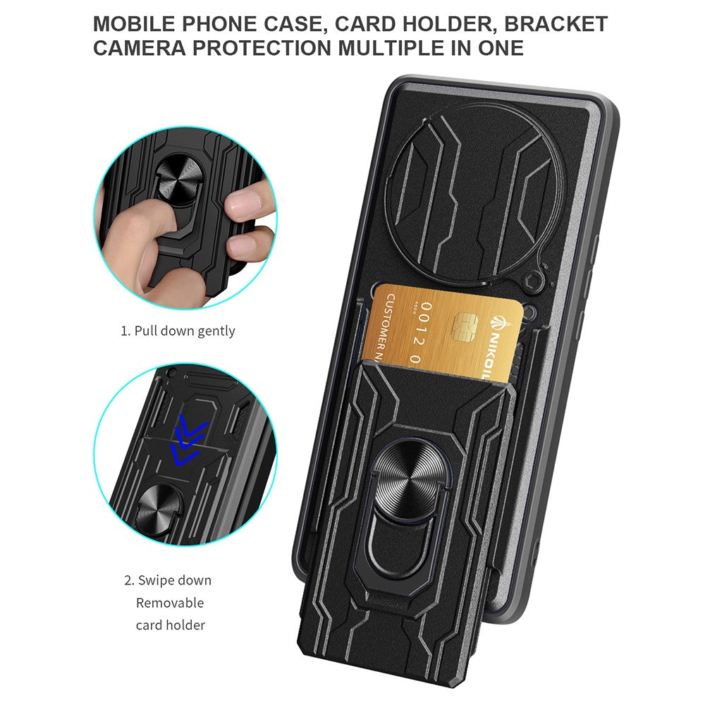 For Xiaomi Redmi Note 14 Pro 5G / Poco X7 5G Case PC+TPU Kickstand Phone Back Cover with Camera Slider
