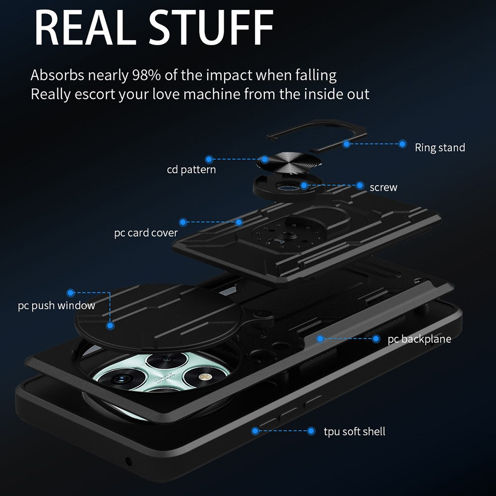 For Xiaomi Redmi Note 14 Pro 5G / Poco X7 5G Case PC+TPU Kickstand Phone Back Cover with Camera Slider